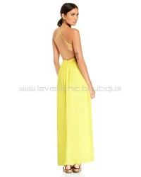 DL Backless Yellow Chiffon Maxi Dress